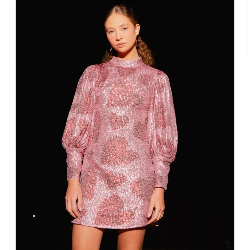 Farm Rio Pink and Red Sequin Heart Dress